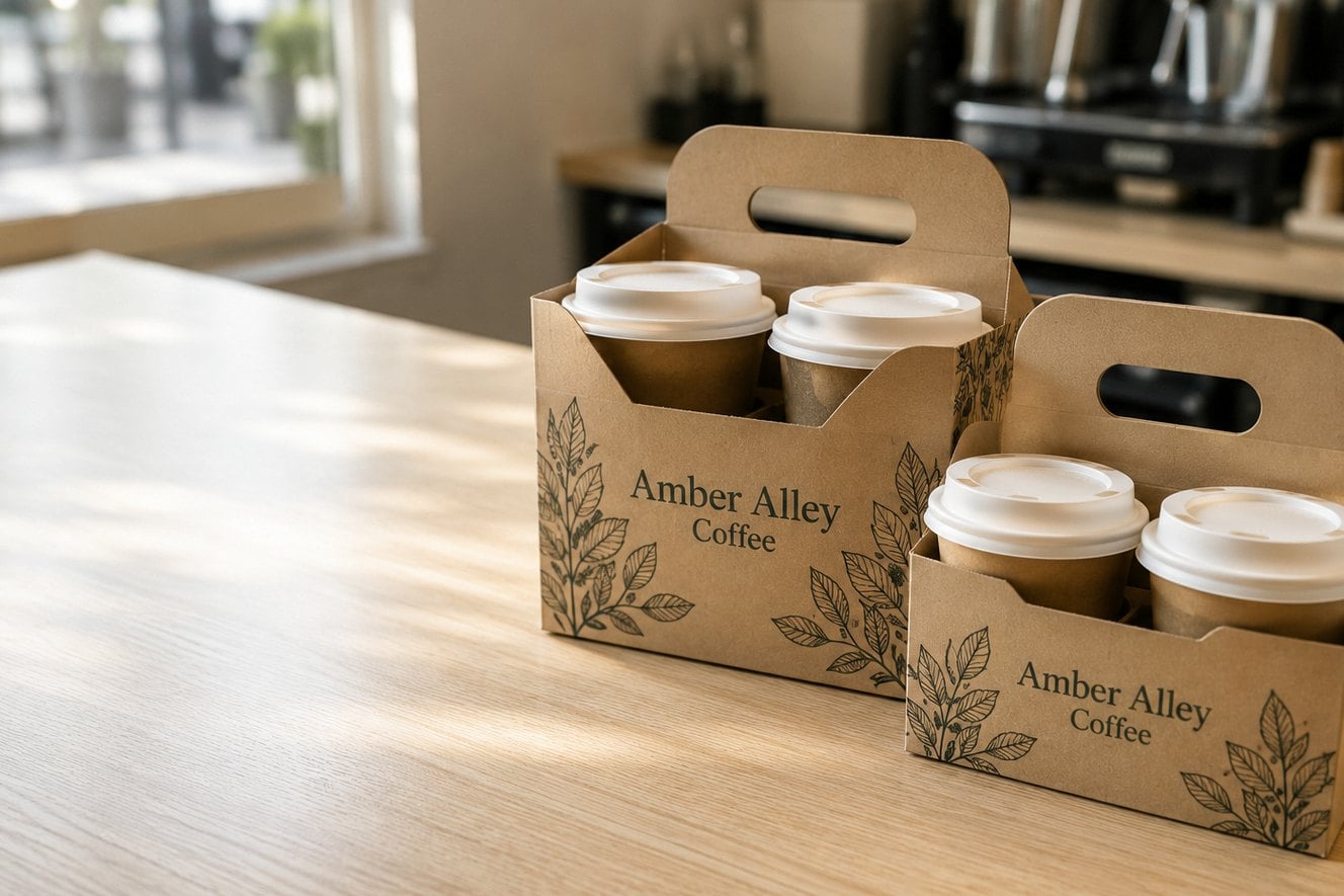 Custom printed cup carriers with logo