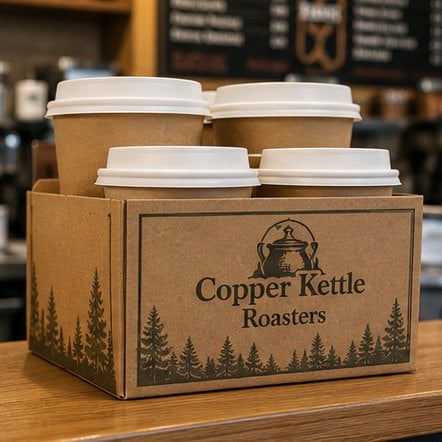 Customized cup carriers for coffee shops and roasters