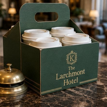 Customized cup carriers for hotels and room service