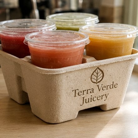 Molded Pulp Drink Tray with custom branding